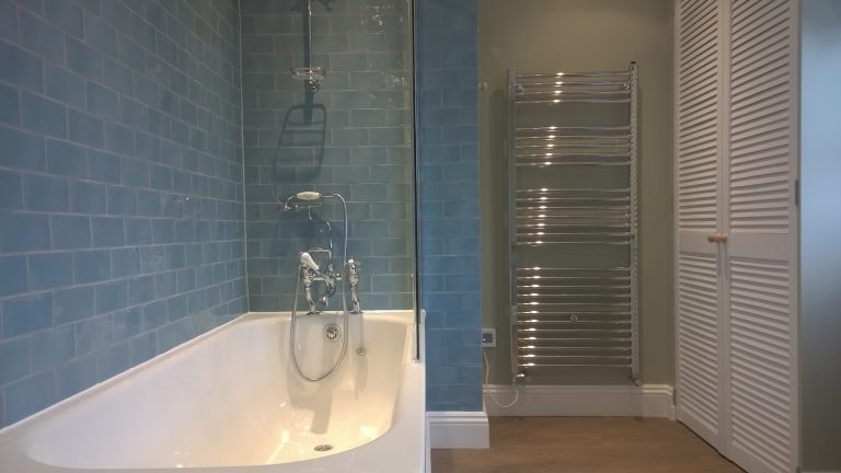 Bath with a Burlington bath filler tap