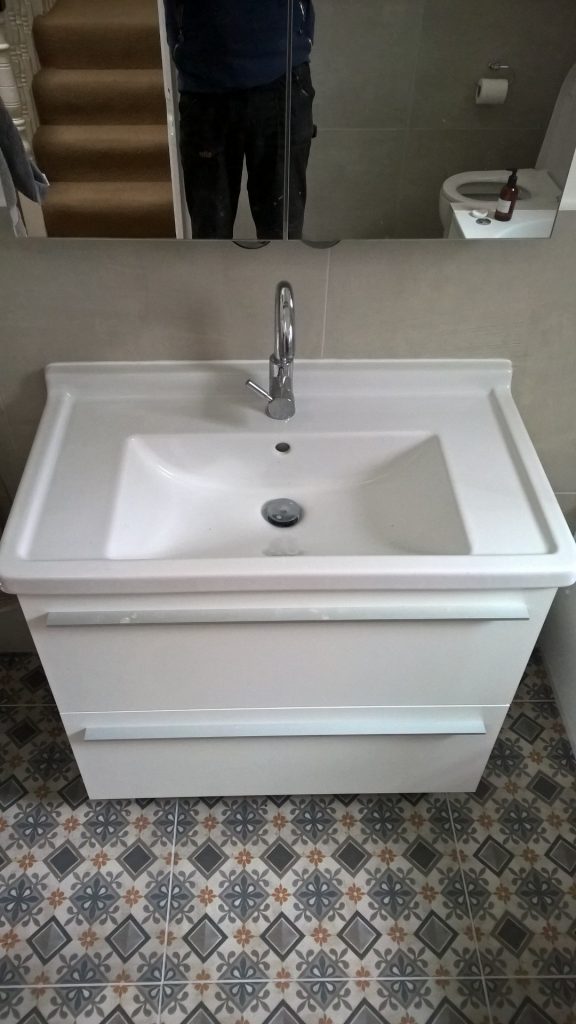 A picture of a wall hung vanity unit with two drawers