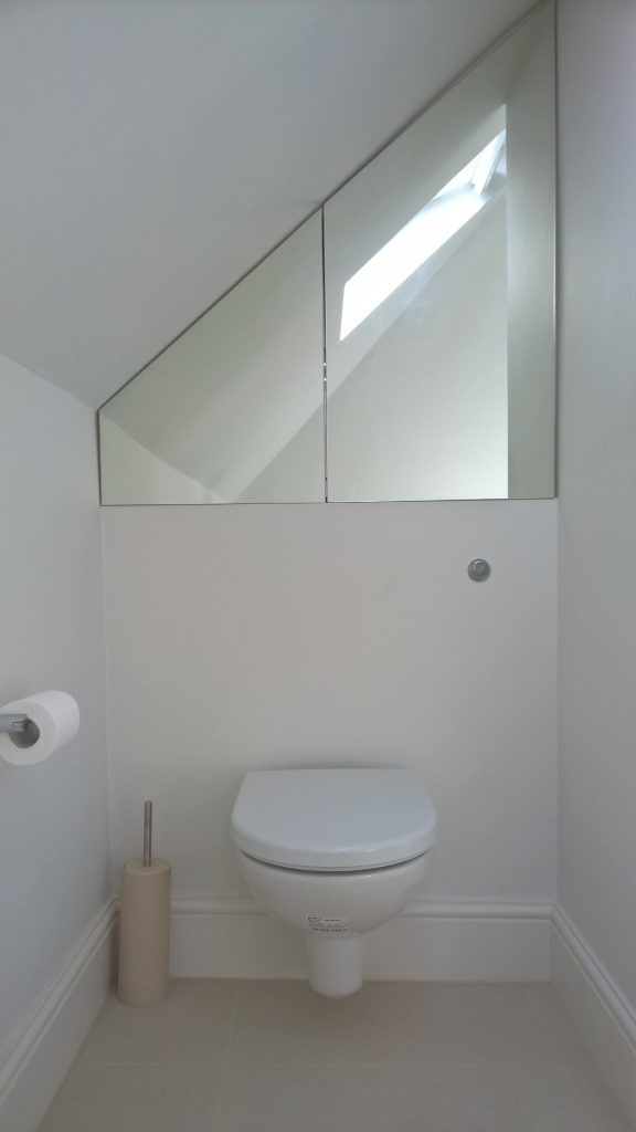 Attic bathroom bespoke mirror cabinets