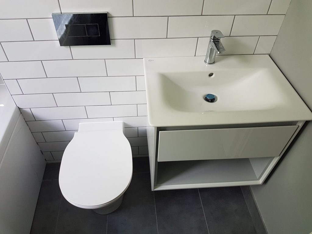 Basin unit with a back to wall WC
